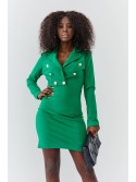 Formal dress with an envelope neckline, green 239 - Online store - Boutique